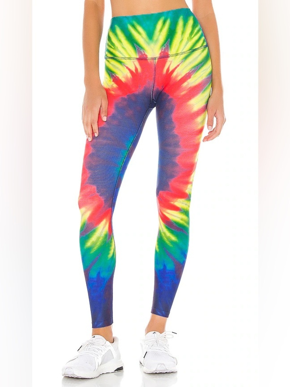 Splits59 Bardot 7/8 High Waist Tight Leggings in Rainbow Tie Dye